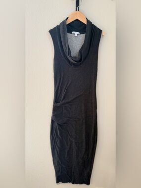 James Perse Sleeveless Cowl Neck Knit Dress in Charcoal/Grey Heather - Sz 1